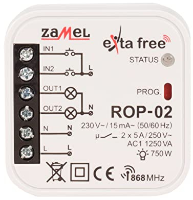EXTA FREE Funkempfänger Funk Empfänger 2 Kanäle Beleuchtung Steuerung Smart Home Drahtlos Kabellos ROP-02