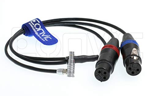 Eonvic Audio Input Cable Dual Channel for Microphones Audio to Arri Alexa Mini Camera 00B 5 Pin Male Right Angle to Neutrik 2x3 pin XLR Female