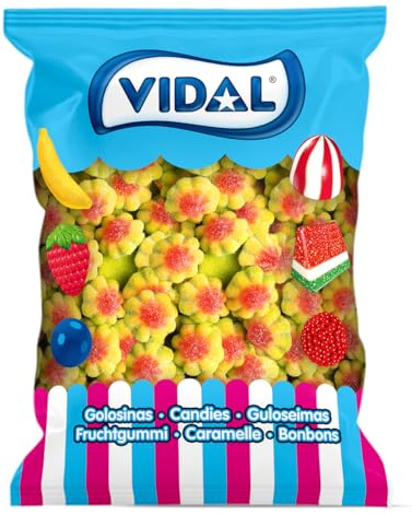 Vidal Golosinas. Volcanes Ácidos. Golosina con forma de volcan de increíble sabor a tutti. Color verde, amarillo y rojo. Sin Gluten. Bolsa de 250 unidades.