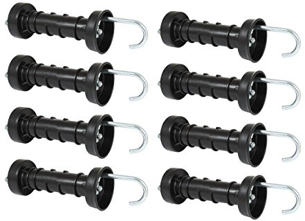 Eider Landgeräte GmbH 10x Torgriff Standard mit Haken - Unser zum Sonderpreis - Weidezaun-Torgriff aus Kunststoff, Schwarz, 41 mm