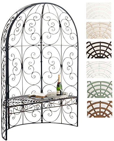 CLP Eisen-Gartenbank Rosie Mit Überdachung I Bank Mit 2 Sitzplätzen I Dekorativer Bepflanzbarer Gartenpavillon Mit Bank I Eisen-Laubenbank, Farbe:Bronze