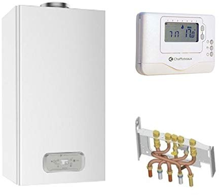 Chaudière Gaz BasNox Inoa Nox Chaffoteaux 24 kW/VMC Complète (Douilles + Dosseret) avec Thermostat Filaire