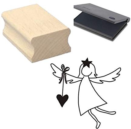 Stämpel – ENGEL med HERZ – ca 40 x 30 mm – inkl. kudde