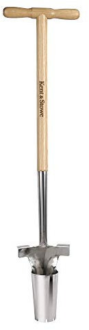 Kent & Stowe Langstiel Zwiebelpflanzer – Blumenzwiebel-Pflanzer aus Edelstahl, Zwiebel-Stecher mit Stiel aus Esche, Länge: 101 cm