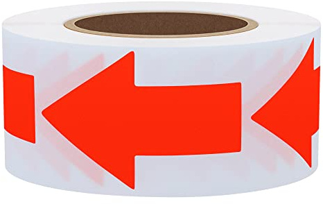 Hylabelest Fluoreszenz-rote Pfeilaufkleber, insgesamt 500 Etiketten pro Rolle (fluoreszierendes Rot)