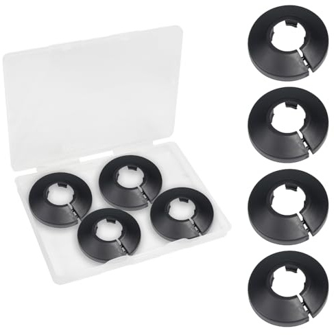 MroMax 20 mm Rohrmanschetten, 4 Stück, schwarze Flansch-Rohrabdeckungen für Heizkörper- und Wandrohrdekoration