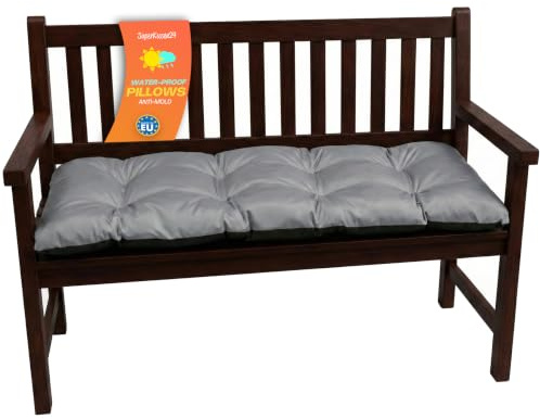 Bankkissen für Gartenbank & Hollywoodschaukel - Made in EU, Wasserdichtes & UV-beständig Gartenkissen - Bankauflage 2-Sitzer - Sitzkissen für Outdoor & Innenbereich - 180x50 cm - Grau