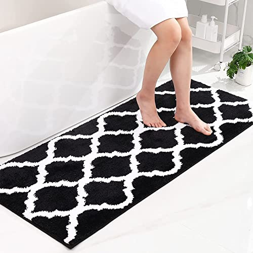 Homaxy Mikrofaser Badematte rutschfest Badezimmerteppich-60x120 cm, Schwarz | flauschig weich, bequem&luxuriös, extrme saugfähig, rutschfeste rückseite, maschinenwaschbar&trocken, vielseitig einsetzbar