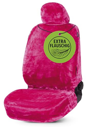 Walser Autositzbezug Teddy, Sitzbezug Kunstfell, Auto-Schonbezug in Lammfell-Optik, Flauschiger Plüsch-Schonbezug vegan pink