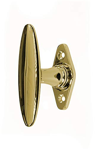 Antikas - Fensterolive in Messing poliert - Fenstergriff, Fensterbeschläge - 9,2x5,3 cm