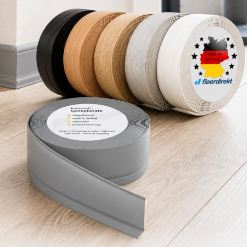 Floordirekt Sockelleiste Selbstklebende Rückseite - 50 x 15 mm - Küchenleiste, Knickleiste individuell zuschneidbar - Weichsockelleiste aus PVC (Länge: 15 Meter, Eiche, Oslo)