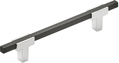 Amerock | Cabinet Pull | Polished Chrome/Brushed Matte Black | 5-1/16 inch (128 mm) Center to Center | Urbanite | 1 Pack | Drawer Pull | Drawer Handle | Cabinet Hardware