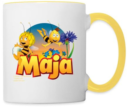 Spreadshirt Biene Maja Zusammen mit Willi Tasse, One size, Weiß/Gelb, Keramik, Henkel, 325 ml