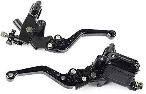 RUIRUIY Leviers d'embrayage de Frein de Moto universels 7/8in, Ensemble de poignée de leviers d'embrayage de Pompe supérieure de Frein réglable hydrauliquement (Le Noir)