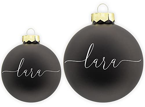 TheSmartGuard Christbaumkugel mit Namen | Weihnachtskugel personalisiert aus Glas| Ø 6cm oder 8cm in Schwarz (Matt) | Weihnachtsschmuck