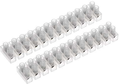 AUKENIEN 60A Barrette Connexion Bornier Electrique 60 Ampère Bloc de Jonction Électriques Blocs 12 Bornes a Vis Double Rangée Borne de Raccordement Rapide Blanc