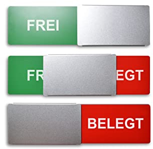 Style de plaque occupée : « Libre/Préparé » 175 x 50 mm – Design fabriqué en Allemagne – Lettres gravées – Plaque sans cadre avec curseur en métal – 2 tampons adhésifs de la prestigieuse marque 3M