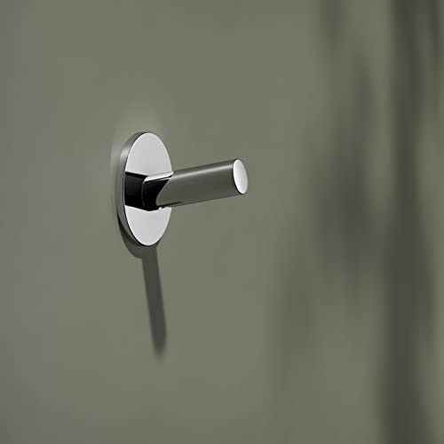 Keuco Reva Handtuchhaken, ohne Bohren, Metall verchromt, Made in Germany, für Handtücher und Bademäntel, inkl. Klebeset und Schraubset, Wandhaken zum Kleben oder Schrauben