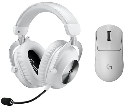 Logitech G PRO X SUPERLIGHT 2 LIGHTSPEED kabellose Gaming-Maus, USB-C-Aufladen, PC & Mac + PRO X 2 LIGHTSPEED kabelloses Gaming-Headset, Graphen-Lautsprecher 50 mm, für PC, PS5 - Weiß