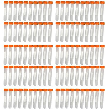 100 Stück10 Ml Kunststoff Zentrifugenröhrchen, Konische Standard Labor Zentrifugenröhrchen, Freistehende, Durchsichtige Kunststoff Reagenzgläser mit Deckel für Perlen, Probenlabor