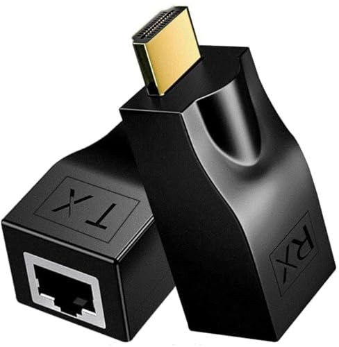 Znoogrn Extensor HDMI 4K a RJ45, extensor HDMI a través de Ethernet Cat 6/7/8, repetidor HDMI a convertidor de red RJ45 para HDTV STB DVD PS4, compatible con audio y video 1080P hasta 30 m