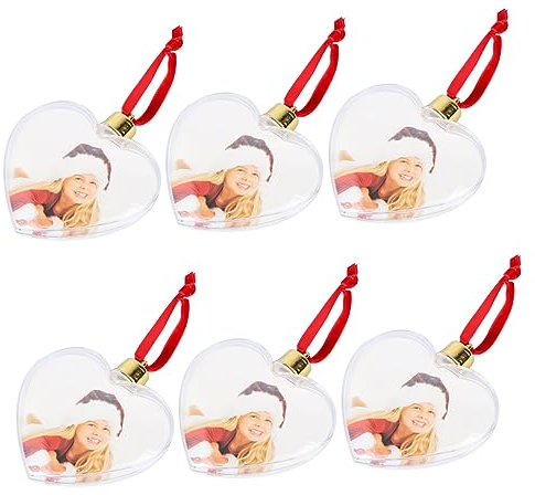 Abaodam 6st Fotokugel-anhänger Weihnachtsbaumschmuck Selber Machen Weihnachtsbilderrahmen Dekorationen Für Party Fotohandwerk Verzierung Hängende Verzierung Plastik Hochzeit Weiß
