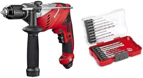 Einhell Schlagbohrmaschine TE-ID 650 E (650 Watt, Qualitätsbohrfutter aus Metall, Rechts-/Linkslauf, Metall-Bohrtiefenanschlag, Spindelarretierung press&lock, inkl. 16-tlg. Bohrer-Set)