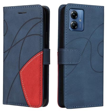 Bnvdfre Funda para Motorola Moto G54 de piel [Función atril] [Ranura para tarjeta] [Cierre magnético] Resistente a los golpes Flip PU Cuero Cover Case Flip Funda Plegable Motorola Moto G54 (Azul)
