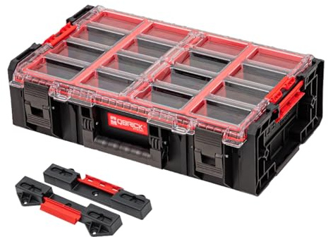 Qbrick System ONE Organizer 2XL 2.0 + Qbrick System ONE Connect Adapter stapelbar 582 x 387 x 172 mm 19,5 l IP66 mit 4 Inlays und 12 Trennwände