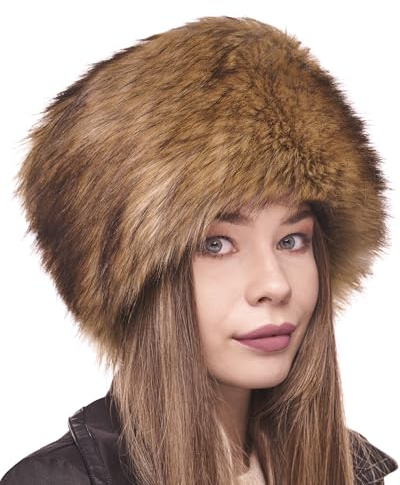 Futrzane Classic Kosakenmütze - Fellmütze Damen Winter - Pelz Russische Mütze (L, Bernstein Classic)