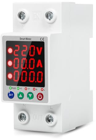 DEWIN Compteur d'électricité numérique, Moniteur d'énergie de Compteur Intelligent, Protecteur de sous-Tension, Disjoncteur 2P 63A AC230V (Size : Three displays)