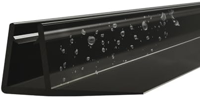 WITEN&NOCK schwarze Duschdichtung 2 x 200cm Ersatzdichtung für 5-6mm Dusche Wasserabweiser Dichtungsprofiler Dichtung Gerade Gummilippe 15mm