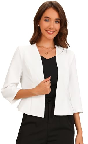 Allegra K Elegant kavaj för dam Business Peplum arbetsjacka med 3/4 ärmar, öppen främre krage och främre öppning