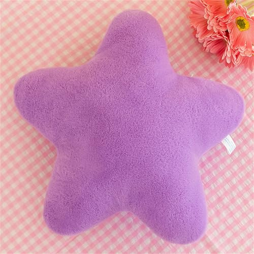 Kuschelkissen Kinder Niedlich Stern Plüsch Kissen Dekokissen Weiche Flauschige Sternform Zierkissen Sofakissen für kuschelecke Kinderzimmer Schlafzimmer Deko (Lila,38 cm)