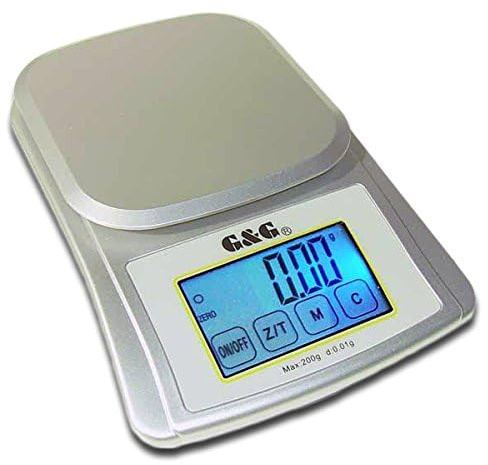 G&G XL 200g/0,01g -800g/0.05-2000g/0.1 Feinwaage Taschenwaage große Display Goldwaage (XL200+G)