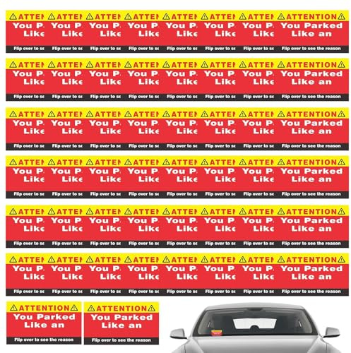 Qfdiwr Tarjetas de estacionamiento defectuosas, pegatinas de estacionamiento defectuosas, Señal de advertencia de tarjetas de estacionamiento, 50 tarjetas de visita para multas de estacionamiento,
