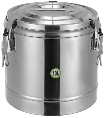 Qussse 10L Isolierter Eimer, Profi Gastro Speisentransportbehälter Kücheneimer aus Edelstahl mit Deckel, Edelstahl Eimer für Aufbewahrung von trockenen/feuchten Lebensmitteln