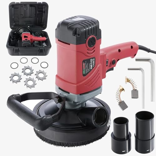 ALLINOX Levigatrice Elettrica 230V Per Calcestruzzo 140 mm PROFESSIONALE Con Motore 1500W Smerigliatrice Per Cemento a 6 Velocità KIT Per Restauro Senza Polvere UNIVERSALE