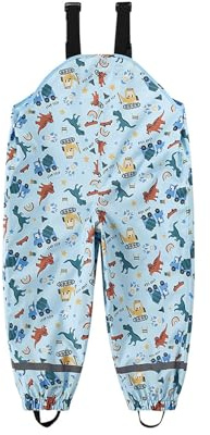 HIKIDS Pantalón Barro Niño Peto de Lluvia Niña Pantalones Impermeables Niños, Dinosaurio 18-24 Meses