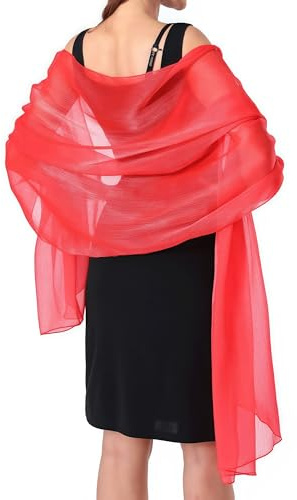 YKDLLF Bufanda Mujer Chales y envolturas Pañuelo Seda Mantón Moda Chal Estolas Fular Boda Fiesta Pañuelo Cuello Mujer Fulares para Elegante Foulard Bufanda Grande Primavera (rojo)