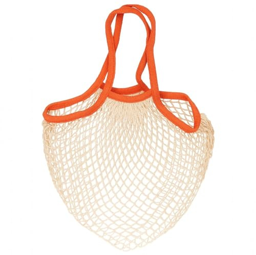 MIJOMA Einkaufsnetz 40x60 cm,100% Baumwolle, Tragetasche wiederverwendbar, Netzbeutel für Obst & Gemüse, nachhaltiger Einkaufsbeutel, Tragkraft bis 15 kg, für Strand & Markt (naturfarben - orange)