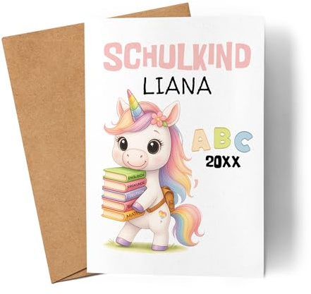 Kiddle-Design Schulkind 2026 Karte Junge Dino Personalisiert, Einschulungskarte Einschulung Schulstart Schuleinführung mit Name & Dinosaurier für Erstklässler - Grußkarte