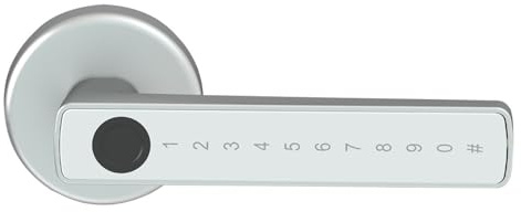 TUANZUN Serrure Connectée,Serrure Electronique Serrure de Porte Intelligente à Empreinte Digitale, Serrure électronique avec Mot de Passe/clé/Carte(Silver)