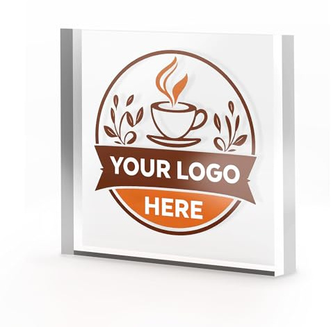 Personalized Business Company Logo Desk Display Printed Acrylic Glass Block Office Decor Trade Show (Square (100mm))