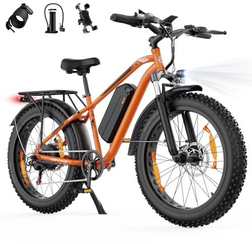 AOIHO E Bike, 26 x 4.0 Fat Tire EBike Herren Damen mit 48V 18Ah/13Ah Akku | Elektrofahrrad Reichweite 100-150 km, 250W 85NM Motor, Vollfederung, E Fatbike 7-Gang-All-Terrain E-Bike Mountainbike