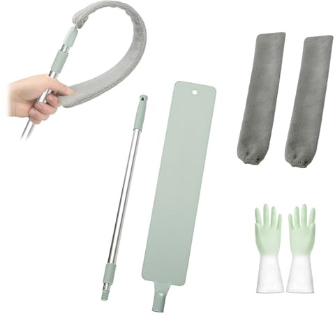 Duster for Cleaner Under Appliance, Feather Dusters for Cleaning Gap Dust Cleaner Retractable, Retractable Cleaning Tools with 2 Microfiber Dusting Cloths 60inches for Under Furniture Bedroom