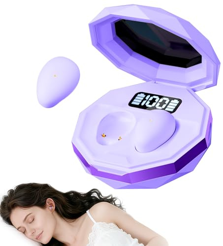 sunvito Auriculares para Dormir, Mini Auriculares para Dormir, inalámbricos Bluetooth 5.4, para Dormir de Lado, indicador de Potencia para Entrenar, Trabajar, Viajar(Morado)