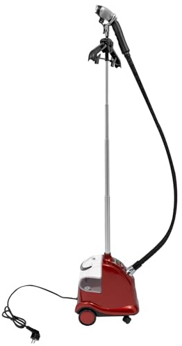 DSYOGX - Plancha de vapor de pie, plancha de vapor vertical de 2200 W, con depósito de agua extraíble de 0,79 Gal, plancha de vapor con ruedas, altura ajustable 4.26-5.74 pies (negro rojo)
