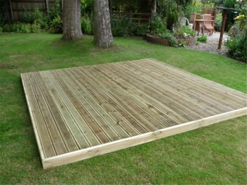 eDecks Easy Deck Patio Decking Kit - Pressure Treated Timber - 2.4m x 3.6m - No Handrails - Garden Timber Decking Kit for Patios, Outdoor Seating & Landscaping