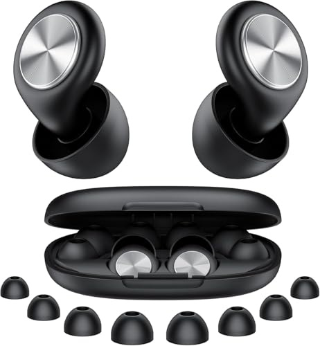 Ear Plugs for Sleep Noise Cancelling -45dB, Soft and Reusable Silicone Hearing Protection Earplugs with 8 Eartips and Carrying Case, for Sleeping, Concert, Working, Studying, Traveling (Black)